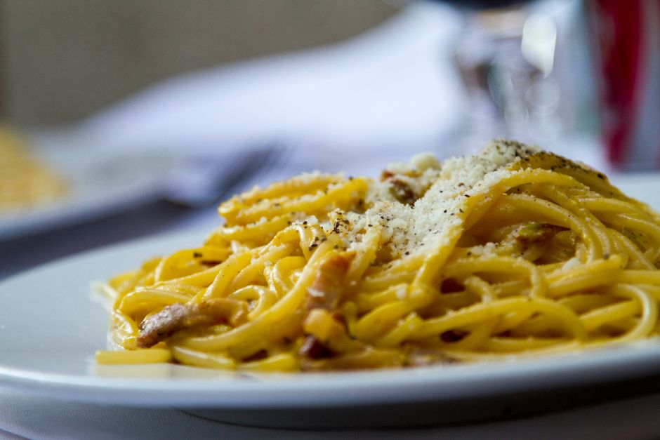 Italian food in a trattoria