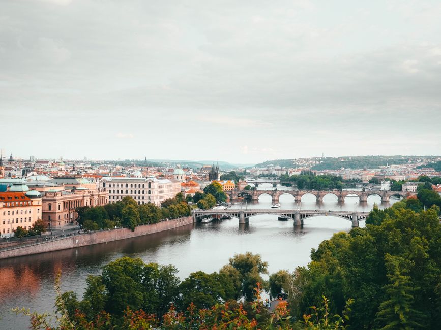 Vltava river at dawn in Prague