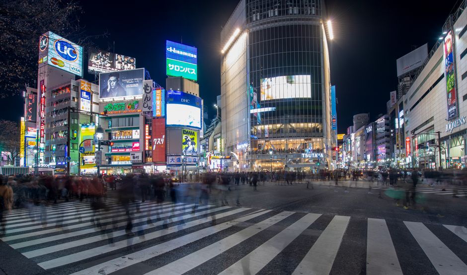 Shibuya crossing at night