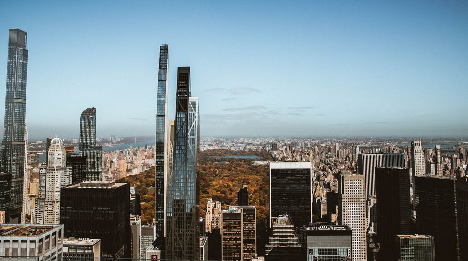 Central Park walk with skyline view in New York