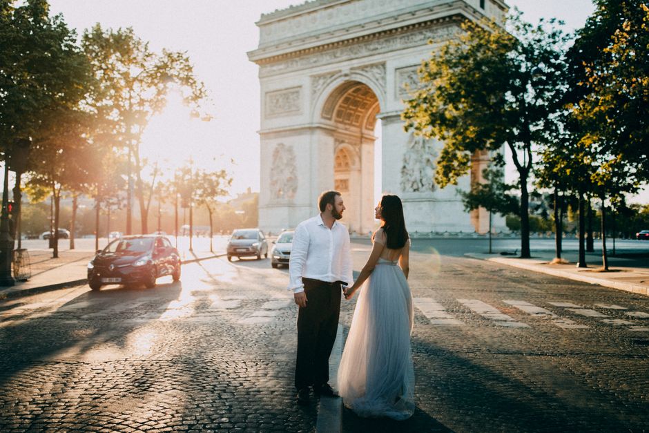 Arc de Triomphe at golden hour