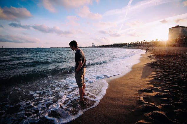 Barceloneta Beach at golden hour