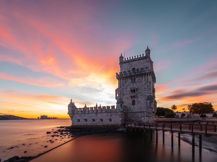 Belem Tower at golden hour