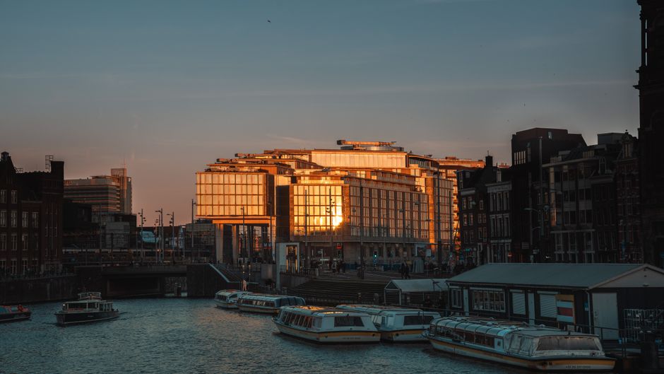 Dam Square at golden hour