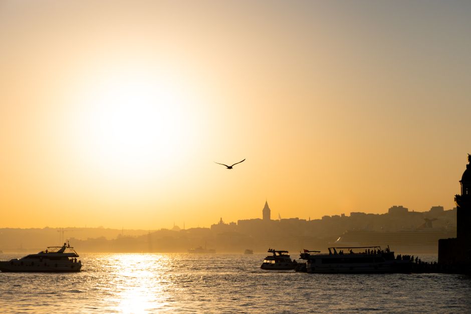 Galata Tower at golden hour