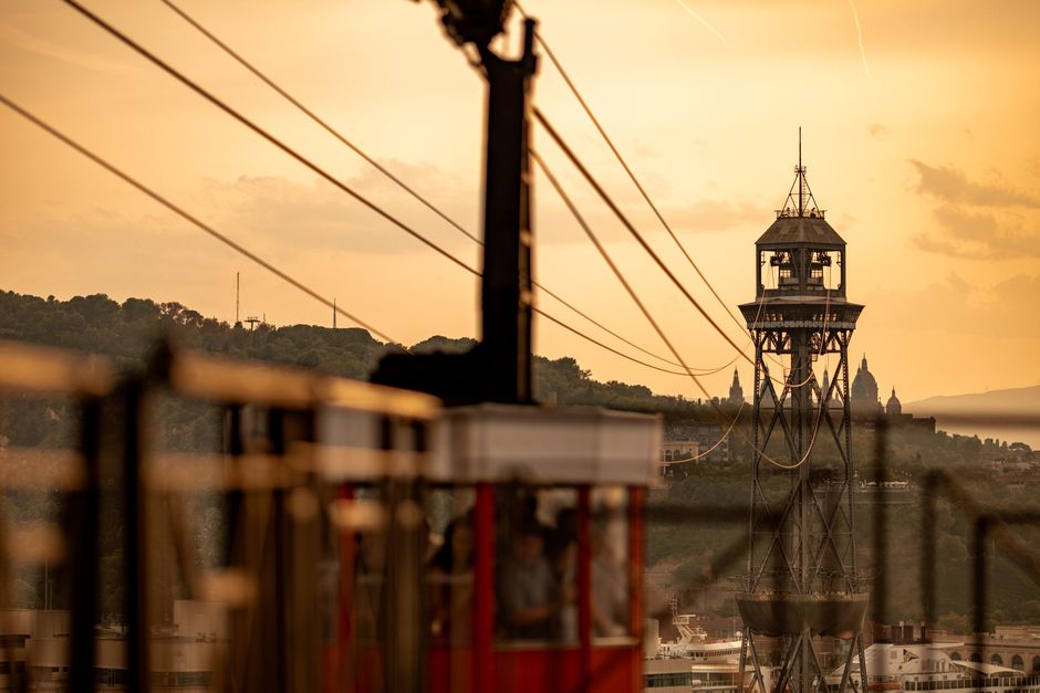 Magic Fountain of Montjuic at golden hour
