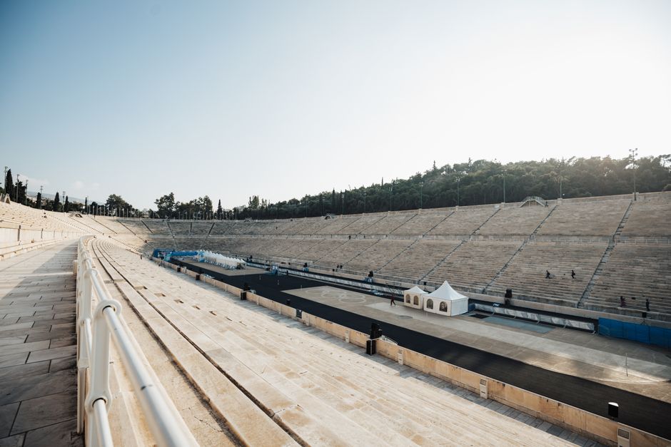 Panathenaic Stadium at golden hour