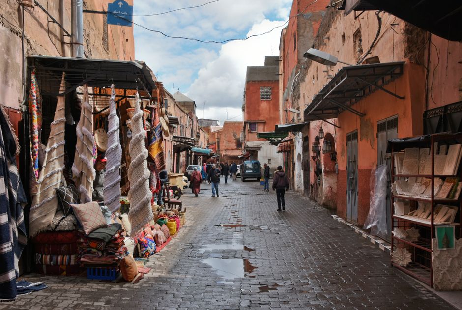 Souks of Marrakech at golden hour